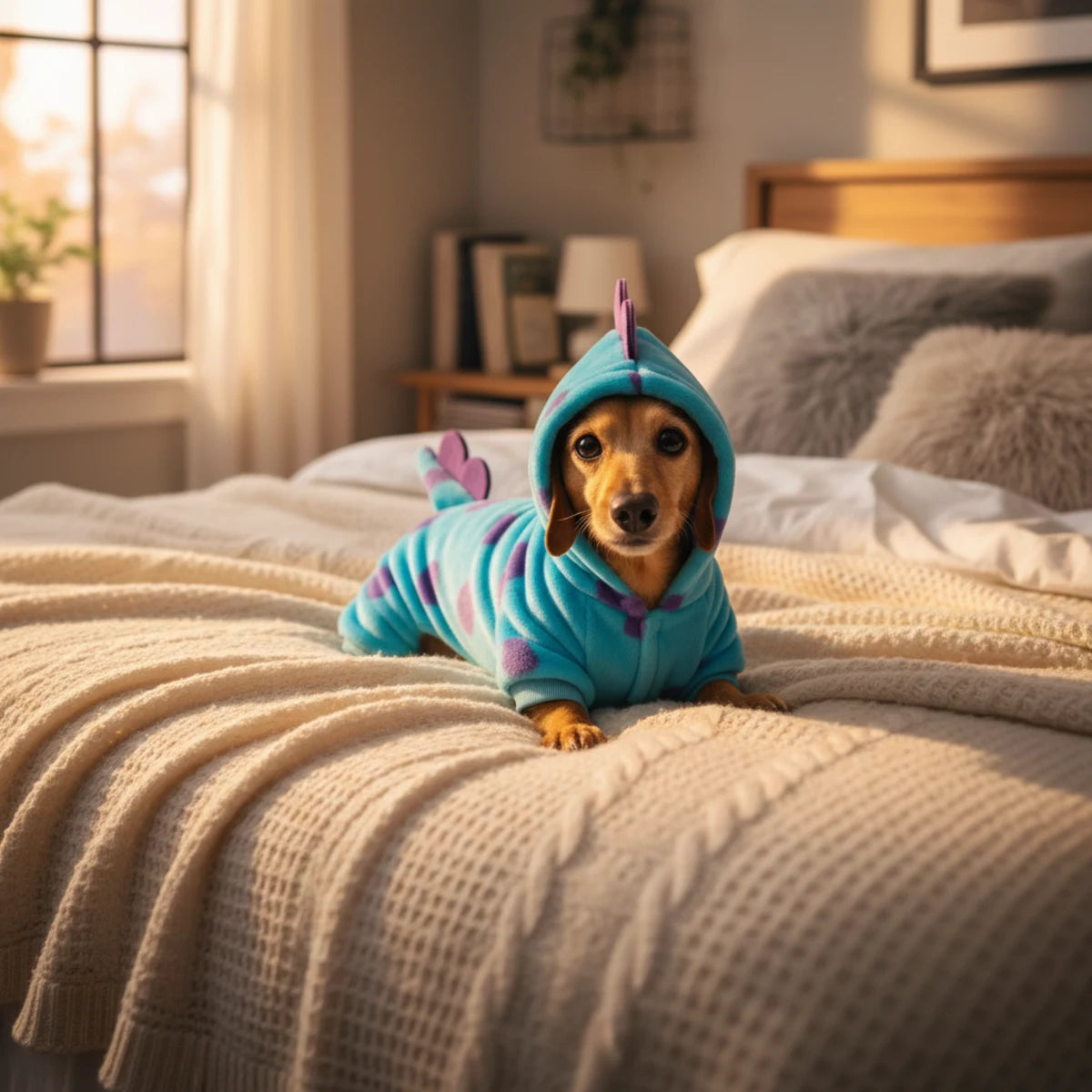 Dog Dinosaur Hooded Coat – Thick Winter Fleece | PuppyPaw™