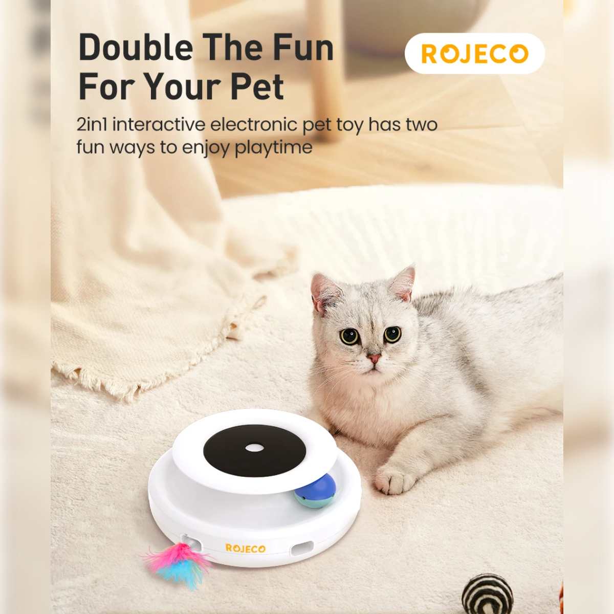 2-in-1 Automatic Interactive Cat Toy – 5 Modes | PuppyPaw™